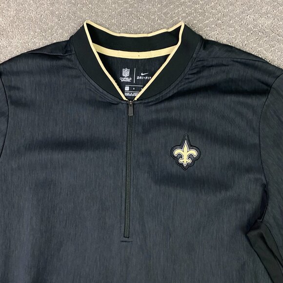 Nike On Field New Orleans Saints 1/4 Zip Pullover Men's Large Black NFL Football - Picture 2 of 11